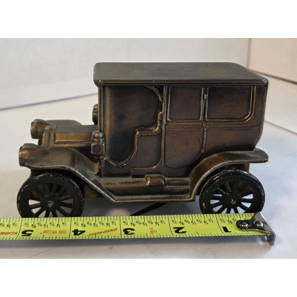 Vintage Cast Metal Car Coin Bank Antique Style Sedan Decorative Bank - Picture 9 of 11